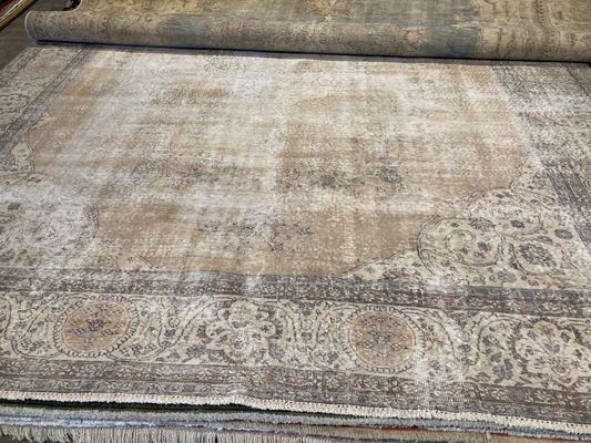 Vintage Washed Out Rug, Handknotted, Persian