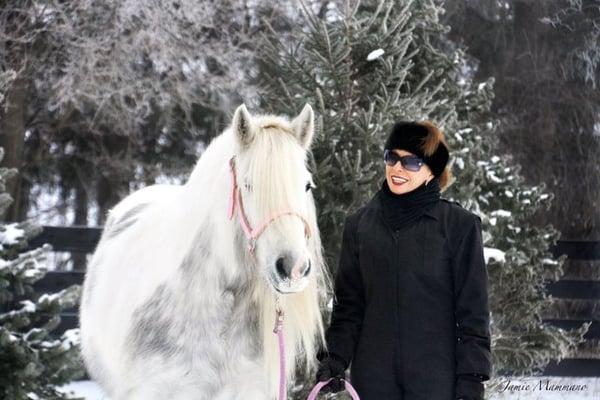 Debi Bruggemeier owner of Heaven Sent Farm & Stables with her Gypsy Vanner horse Blootiful.