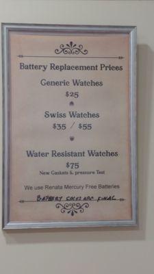 Battery replacement prices 2022