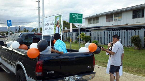 Congrats Class of 2021. James Campbell HS. Sign by HAJS. Photo by CRM. Printed Office Max Waikele in 4 hours 2 banners. Rox