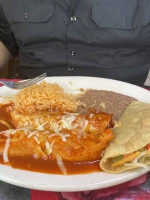 Chicken enchiladas without all the extra cheese! Yummy.