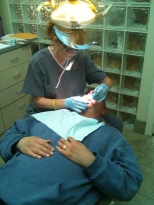 My husband getting his teeth cleaned!