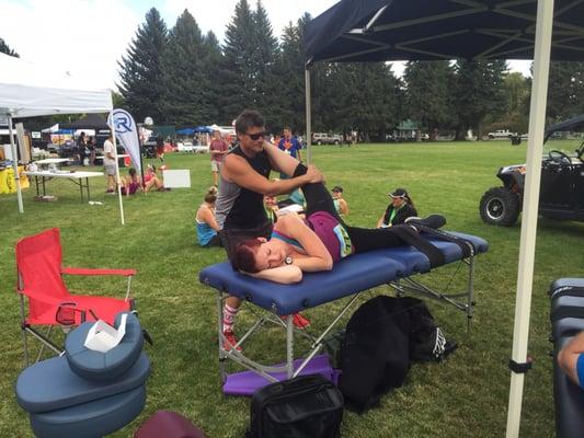 Doing FST stretching therapy for the Huntsville Utah marathon Boston qualifier.