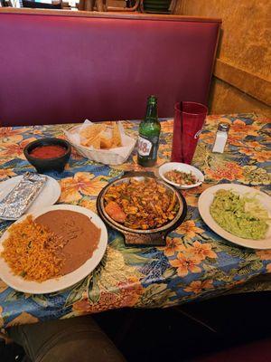 Chicken fajita lunch portion, guacamole and Pico