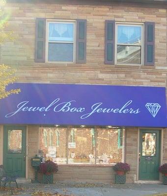 Our new purple awning!  Look for us on the corner of Main & Oak St.