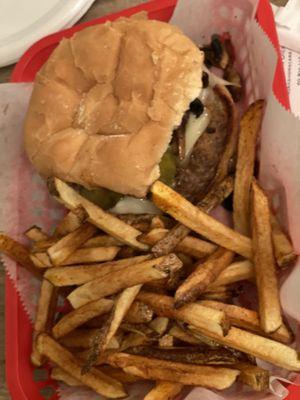 Gigantic Mushroom Swiss Burger, now known as MJ's