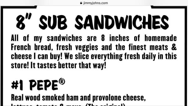 The Owner/GM said they switched to a new artesian bread, but JJ Corporate still says it's selling the same fresh daily baked French