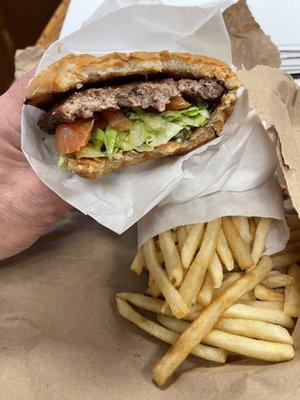 Burger and fries