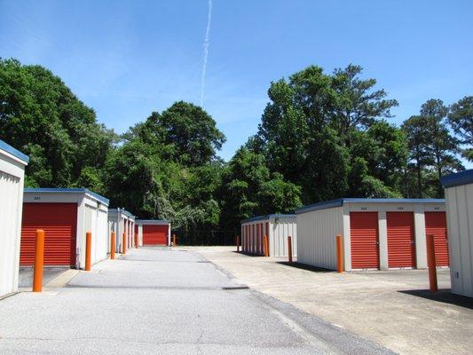 Exterior storage units with drive up access.