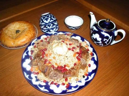 Uzbek Plov with Traditional Tea