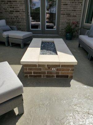 Firepit & stamped concrete