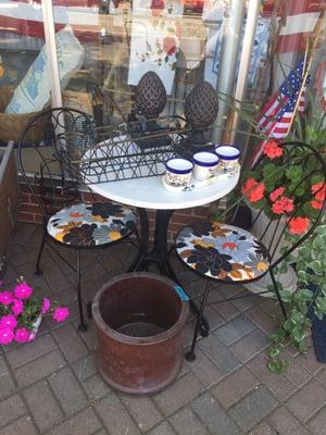 Great outdoor furniture display, reasonable prices for high quality vintage furniture