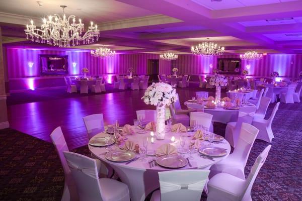 Sterling Ballroom uplighting can create the perfect mood for your wedding reception.