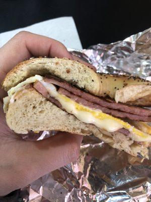 Pork Roll, Egg, and Cheese on an Everything Bagel