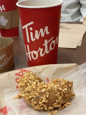 Black coffee & a Peanut Crunch donut!