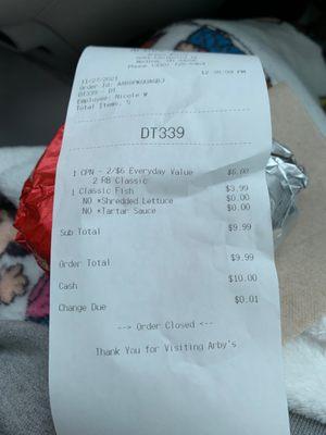 The receipt. But not what they gave us.