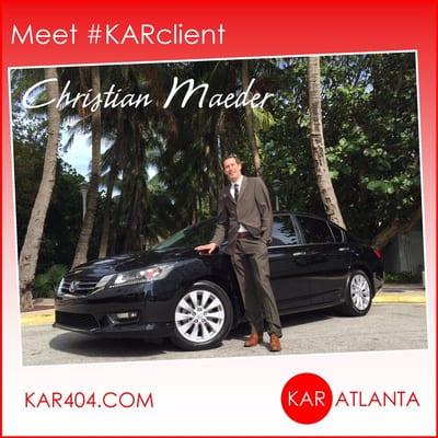 Our #KARclient, Christian Maeder of Miami, Florida and his Honda Accord.  #KARATL