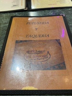 Front of menu