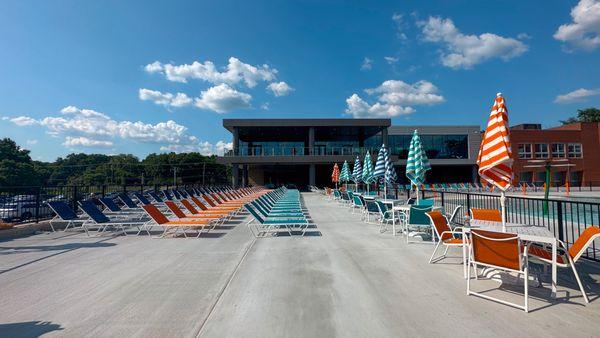 Brentwood YMCA offers plenty of lounge chairs at the outdoor pool