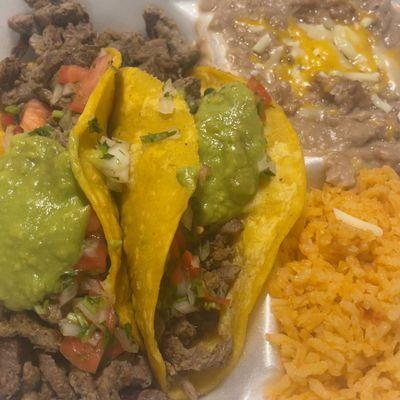 Carne asada taco plate