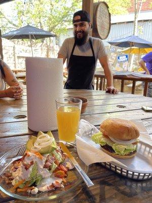 The Wedge Salad, Cheeseburger and the guy who made the burger. Salad was made by one of the owners. I LOVE this place.