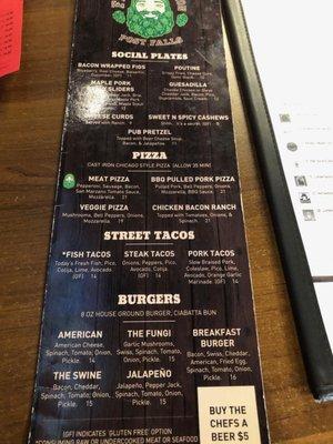 Front of the menu