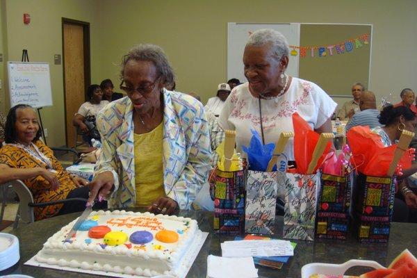 Celebrating a birthday at the Senior Center