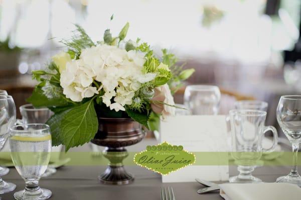 gorgeous table arrangement for an outdoor tented wedding in summer. ( Olive Juice Studios Photography)