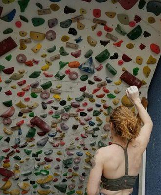 Coach Liz rehearsing movement on our private training wall