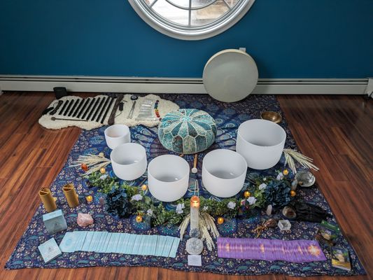 Group sound bath set up