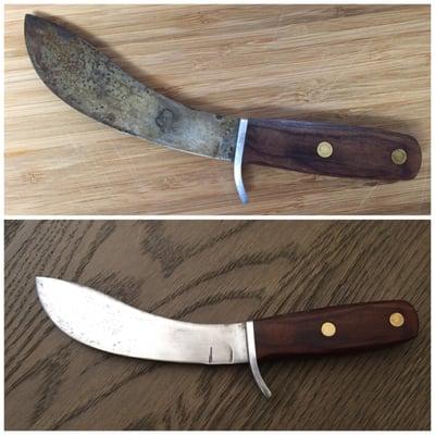 Top is before and bottom is after - This is a knife I got from my Grandfather many years ago. Viega did an awesome job restoring