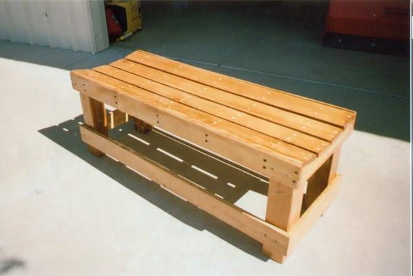 Rustic garden bench made from reclaimed lumber