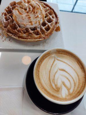 Apple Pie Waffle and Carmel Latte