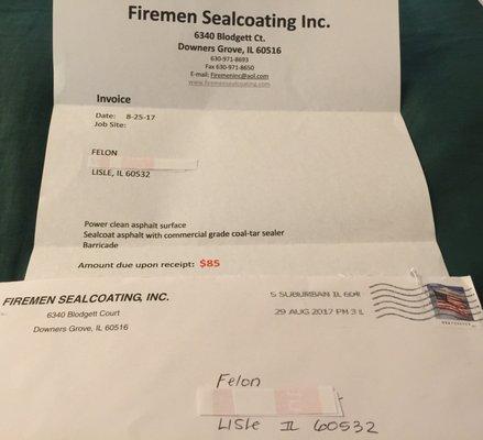 SHOCKED that they addressed customer as "Felon" in invoice.