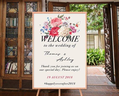 Semi-Custom Wedding Welcome Sign - Black & White Tie Affair Collection