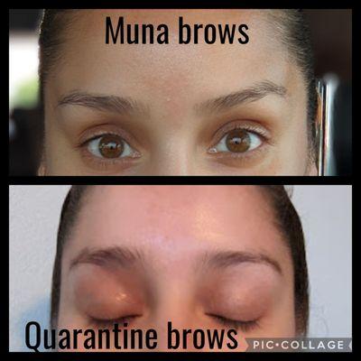 A year+ of no threading in quarantine on the bottom. Top is Muna's magic.