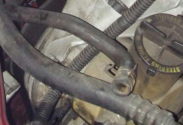 Close up of the unconnected radiator hose.