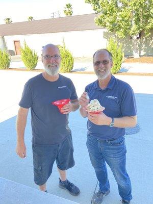 Celie's Shaved Ice gets two thumbs-up from the Franklin brothers! Come check out their favorite flavors: Wild Cherry and Root Beer!