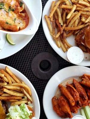 Wings. Basic burger. Enchilada. Chicken sandwich.