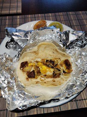 My potato and egg breakfast taco, very good.