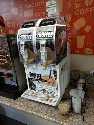 vegan coffee frappe,mochaccino froffee (blended frozen coffee)-clerk said it has non-dairy creamer but not always vegan-pending confirmation