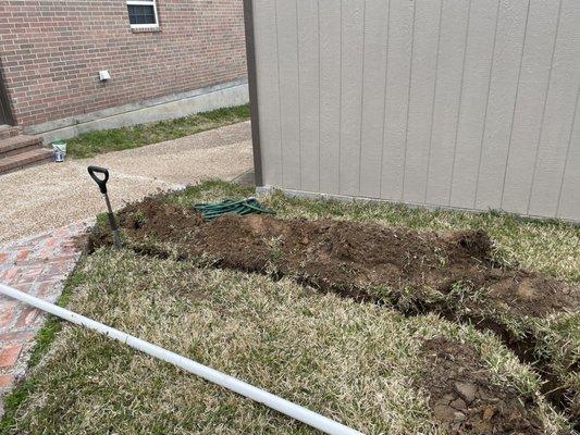 The whole area had to be dug up due to an underground leak