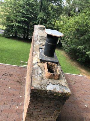 are you worried your chimney might look like this? give us a call today, for your free estimate on repair.