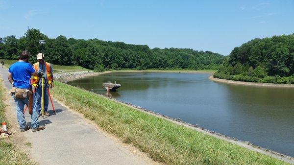 Royal Lake, Fairfax County, VA Built Machine Control Models Conducted Asbuilt Surveys for Quantities Measurement, Performed Final Asbuilts