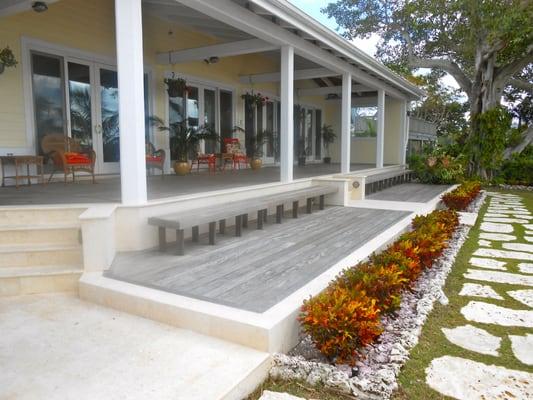 Stone and wood outside deck