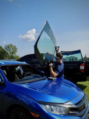 We take the greatest care to hand set your windshield to assure perfect placement.