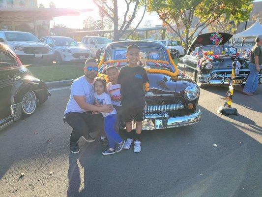 In front of my father-in-laws Merc.