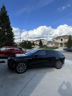 Repaired driver door and blend black metallic paint perfectly