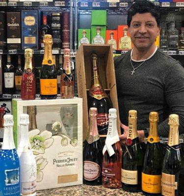 Ronnie with some of our champagne selection.