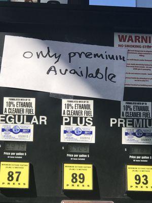 Regular Gas pumps not allowing customers to pump gas. Attendant tells customer, "we can charge whatever price we want".